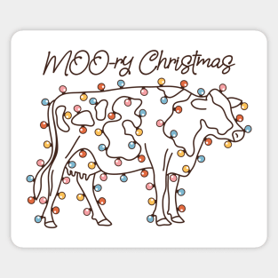 Moory christmas cow with christmas lights Sticker